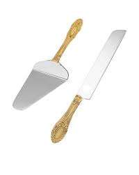 Couteau à gâteau en laiton et acier inoxydable et serveur pas cher prix taille personnalisée fêtes de mariage utiliser couteau à gâteau en laiton - Product Image 5