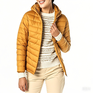 Vestes en duvet Hiver Chaleur compressible Légère Capuche Logo Personnalisé Femmes Doudoune - Product Image 3