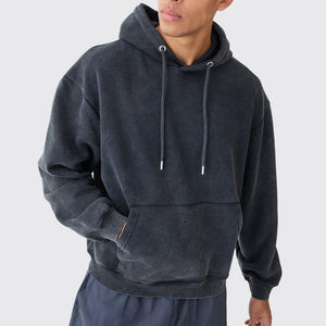 Vente en gros 100% sweats à capuche en coton pour hommes surdimensionné personnalisé DTF Logo imprimé Stone Wash Hoodi pour hommes sweat à capuche coupe ample de haute qualité pour hommes - Product Image 3