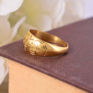 Anillo de latón con diseño floral, chapado en oro de 18k, anillo de cúpula llamativo, venta al por mayor, para mujer - Product Image 5