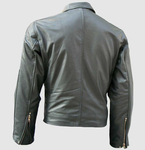 Blouson aviateur en cuir pour homme, noir, couleur unie, confortable, épaisseur standard, toile, col montant, logo frontal personnalisable, 2026 - Product Image 2