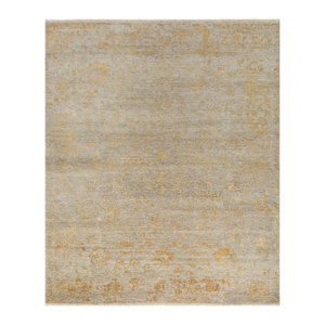 Tapis en laine noué à la main Erbe Blue Floral pour adolescents, 9x12, rectangulaire, pour salon, couloir, décoration de la maison - Product Image 1