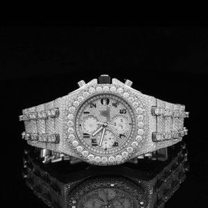 Montre élégante pour homme en acier inoxydable, sertie de diamants HPHT de laboratoire et de mouvement automatique suisse, style Iced Out Bust Down, vente en gros - Product Image 1