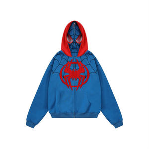 Tùy Chỉnh Quá Khổ Nặng Dây Kéo Áo Spiderman Khăn Thêu Dây Kéo Áo Đầy Đủ Mặt Zip up Đôi Mui Xe Hoodies Cho Nam Giới - Product Image 2
