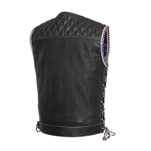 Gilet en cuir noir pour homme, design unique, grande taille, poches avant chauffantes pour moto en hiver, sans manches - Product Image 2