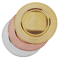 Plaques de chargeur tendance à la mode de qualité supérieure, forme ronde sous l'assiette pour les fêtes de mariage, décoration de la maison