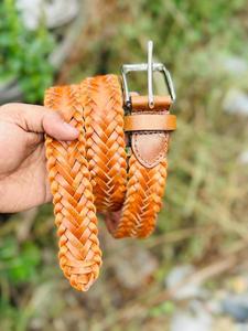 Hand Weaved Woven Leather Men's Pant Belt <b>Pin</b> Buckle Weight Custom Logo Size Factory Box Direct Manufactured Bulk Luxury Fashion - Product Image 2
