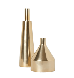 Vase en métal cylindrique côtelé doré avec pièce décorative moderne et élégante pour salon de table et décoration intérieure - Product Image 4