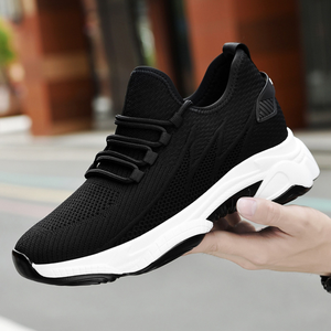 รองเท้ากีฬาตาข่ายระบายอากาศแบบลำลองใส่ได้ทั้งชายและหญิงมีคุณสมบัติเพิ่มความสูงด้วยผ้าฝ้ายพีวีซีพื้นยางด้านบน - Product Image 4