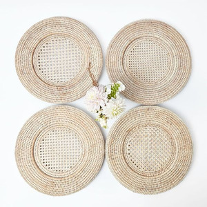 Hot Trending 2025 Rattan Charger Plates Boho Rattan <b>Placemat</b> OEM Handmade <b>Placemat</b> <b>Wicker</b> Charger Plate From Vietnam Factory - Product Image 1