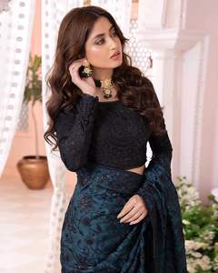 Nouveauté, sari indien pakistanais de designer, design personnalisé, séchage rapide, léger, longueur au sol, haute qualité, pour femmes, fête, mariage - Product Image 5