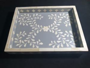 Bandeja de Madera Ecológica Hecha a Mano, Personalizada, Verde y Blanca, Hecha en India, para Venta al por Mayor - Product Image 5