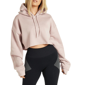 Sudaderas con capucha personalizadas de algodón y poliéster de color sólido con forro polar Crop Top sudaderas con capucha para mujeres mejor venta OEM servicio sudaderas con capucha en Nurak - Product Image 1