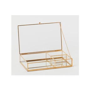 Decorative Square Gold Transparent Glass Brass Terrarium <b>Trinket</b> Ring Jewelry Display <b>Box</b> Modern Design Custom Size Personalized - Product Image 5