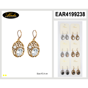Pendientes de Cristal Ovalados Linda Fashion, Chapados en Oro Antiguo, Joyería de Fiesta para Mujer, Diseño de Perlas de Imitación - Product Image 1