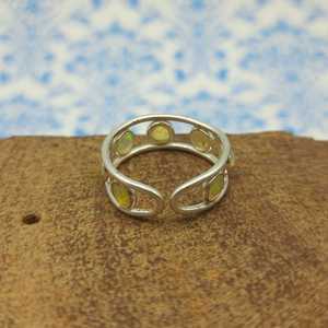 S925 Sterling Silver Small Opal Gem Stones Bague Lunette Réglage Bague Réglable Bijoux pour Femmes - Product Image 3