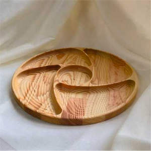 Plato de madera redondo de diseño pulido natural - Product Image 3