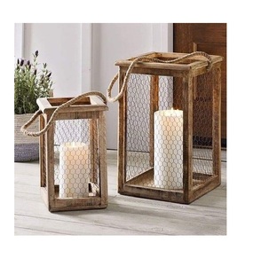 Wooden Sticks Made High Quality Home Decor Best Selling Vintage Farmhouse Used <b>Hurricane</b> <b>Candle</b> Lantern - Product Image 4