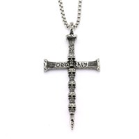 Collier pendentif croix crâne vieilli en acier inoxydable vintage pour hommes, bijoux punk gothiques, vente en gros et approvisionnement en vrac