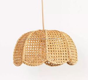 Lámpara Colgante de Mimbre Hecha a Mano con Marco de Hierro, Iluminación LED, Tamaño/Color Personalizables, Estilo Vintage, Decorativa - Product Image 3
