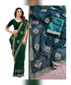 Ropa de mujer Sari, ropa de fiesta al mejor precio con hermosa pieza de blusa, soporte para adultos indios 500, ropa roja y beige de India y Pakistán - Product Image 5