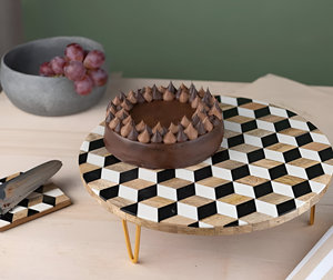 Soporte de pastel de madera de la mejor calidad con resina y metal Estilo Ins de alto estilo para fiesta Boda Restaurante Hotel de India - Product Image 5