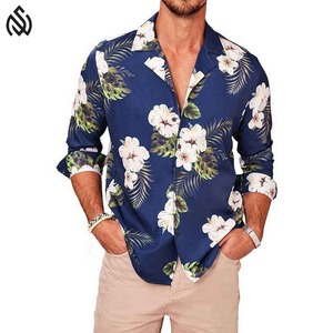 Ensemble de vêtements de plage personnalisés hawaïens pour hommes chemise à boutons et short de surf de haute qualité chemises pour hommes à motif floral - Product Image 1