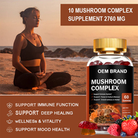 Vitaddiscovery Gommes aux champignons biologiques sans sucre 10 en 1 Lions Mane Reishi Vitamines pour l'immunité Supplément cérébral