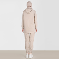 REDDITO SPORTS Ensemble de survêtement décontracté pour femmes musulmanes adultes, automne, à capuche, avec cordon de serrage, t-shirt et pantalon, broderie, tissu éponge tissé