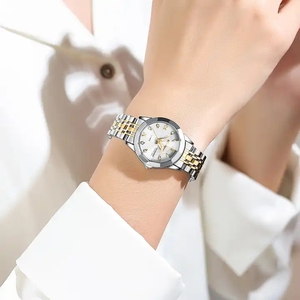 Montre POEDAGAR 3076 pour femmes, montre de luxe étanche avec diamants, affichage de la <span class=keywords><strong>semaine</strong></span>, montre-bracelet en acier inoxydable, mouvement à quartz - Product Image 5