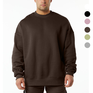 Sweat-shirts en molleton épais à col rond pour homme, couleur unie, surdimensionnés, design personnalisé, 100% coton, vente chaude, automne, broderie - Product Image 1