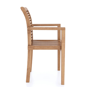 Chaise de salle à manger empilable extérieure Matériau naturel du jardin de patio en bois de teck-Lana - Product Image 5