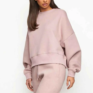 Sweat à capuche femme en coton bio de haute qualité pull à manches longues et demi-fermeture éclair en rose Logo avant personnalisable pour l'automne - Product Image 3