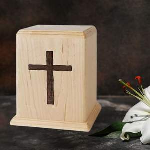 Urne rectangulaire en bois naturel, fabrication artisanale, luxe moderne, biodégradable, pour adultes et animaux de compagnie, écologique, durable, qualité standard internationale - Product Image 3