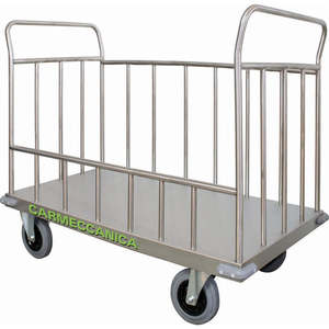 Industrial Stainless Steel 4-Sided <b>Transport</b> Trolley Four-Wheel Maxi Basket Truck OEM Customizable Universal Universal AISI 304 - Product Image 1