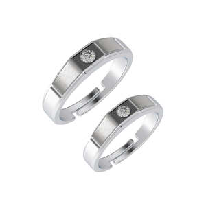 NOVAMART Fine Premium 925 Pure Sterling Silver Men's <b>Ring</b> Rhodium Plated with Diamond and Zircon Inlay Perfect Gift for <b>Couples</b> - Product Image 1