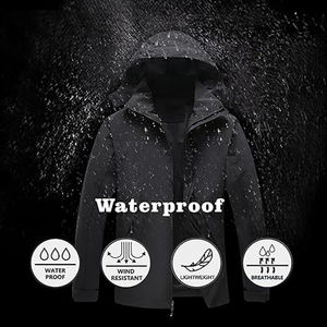 Chaqueta Cortavientos Técnica Impermeable para Hombre, Chaqueta de Lluvia Plegable para Senderismo - Product Image 3