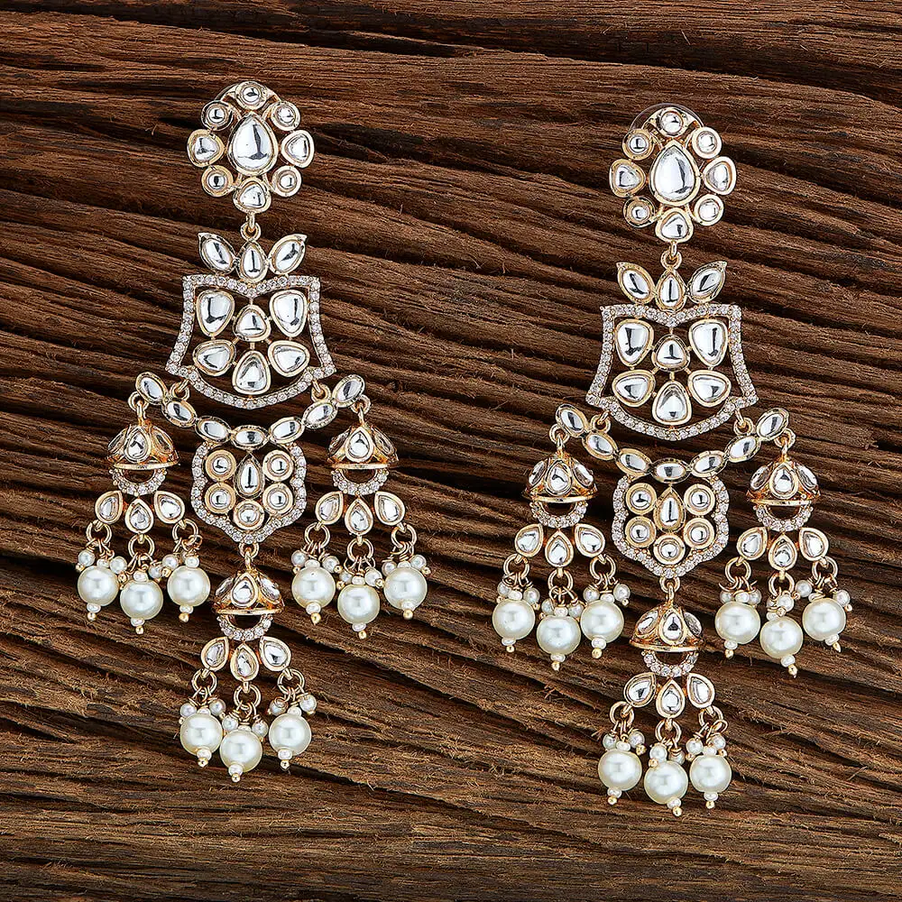 Elegant Kundan Pearl Earring With Rose Gold Plating Fashion Jewellery Wholesalers in India