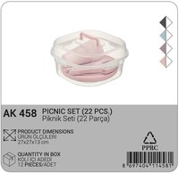 Ensemble de pique-nique Afossa en plastique, 22 pièces, assiettes, gobelets, ustensiles, pliable, léger, durable, portable, conteneur de stockage alimentaire, extérieur