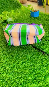Custom Striped Travel Beach Tote <b>Bag</b> Eco-Friendly Recycled Nylon Reusable Zipper Logo Label Cosmetic <b>Toiletry</b> Shopping <b>Bag</b> - Product Image 2