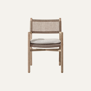 Outdoor <b>Teak</b> Wood <b>Garden</b> <b>Chair</b> Solid Wood Patio <b>Chair</b> with Woven Back and Cushion - Product Image 1
