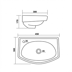 Lavabo Ovalado de Diseño Moderno Vintage para Colgar en la Pared, Fácil de Limpiar, para Apartamento, Oficina, Hotel, Escuela, Hospital, Centro Comercial, Villa, 5 Años de Garantía - Product Image 2