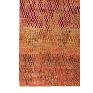 Alfombra Manchaha de Lana y Seda de Bambú con Patrón Abstracto Anudada a Mano en Rojo y Naranja - Para Uso Doméstico Les-1257 - Product Image 4