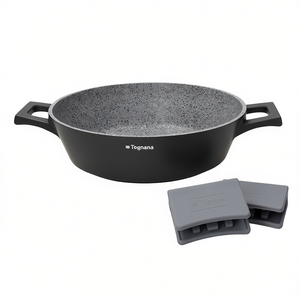 Poêle antiadhésive en aluminium Ambiziosa (28 cm) noire et gris pierre avec protège-plats en silicone pour poêles Tognana-WL7915EGRTG - Product Image 2