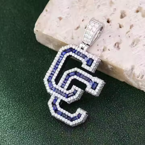 Colgante con letra de diamante natural Colgante de corte redondo personalizado con colgante de estilo de celebridad de joyería helada chapada en plata 925 - Product Image 4