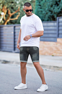 Pantalones cortos de mezclilla de verano informales para hombre con estilo vintage, ajuste holgado, decoración con botones y múltiples bolsillos, ropa de calle lavada a la moda - Product Image 6