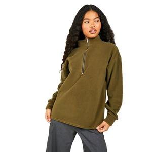 Unisex 400 GSM Fleece Sweatshirts Wholesale Fully Customized Baggy Fit Plain Quarter Zip Hoodies for Men Embroidered Winter - Product Image 4