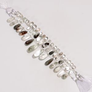 Lodolite ลูกปัดควอตซ์ทรงหยดน้ำ, อัญมณีควอตซ์ lodolite, ลูกปัดเรียบเครื่องประดับทำลูกปัดอัญมณีธรรมชาติ - Product Image 1