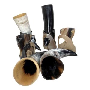 เขาสัตว์แท้สไตล์ไวกิ้งโบราณ แกะสลักด้วยหินอาเกต พร้อมขาตั้งเหล็ก เป็นมิตรกับสิ่งแวดล้อม ผลิตด้วยมือ เหมาะสำหรับเป็นของขวัญทางธุรกิจ พร้อมจัดส่ง - Product Image 2