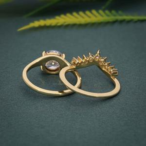 Mejor Oferta, Conjunto de Anillo de Compromiso y Alianza de Diamantes Cultivados en Laboratorio con Certificación IGI, VVS, Oro de 14k, Anillo de Boda Curvo a Bajo Precio - Product Image 6